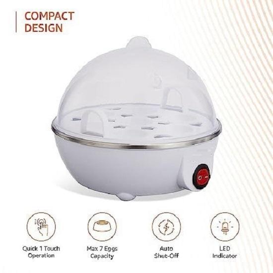 Elektrischer Eierkocher | 3 Kochmodi | Automatischer Betrieb | Überhitzungsschutz | 75ml | Kunststoff | Weiß