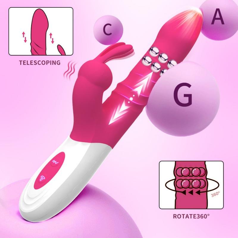 Rabbit Vibrator for Woman G Spot Vibrator Telescopic Dildo Sex Toys for Women Vagina Clitoris Massager Female Masturbation Double Vibration Sex Toys