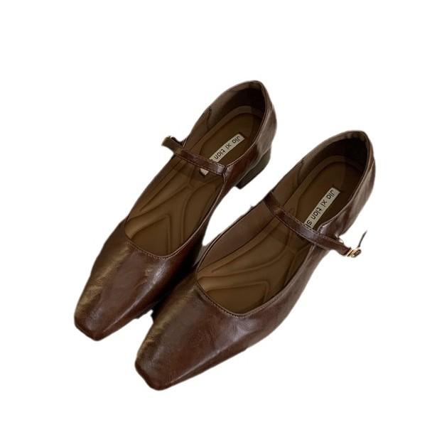 2025 New Autumn Korean Version of Fairy Thick Heel Mary Jane Small Leather Shoes French Evening Temperament Commuter Single Shoes Woman