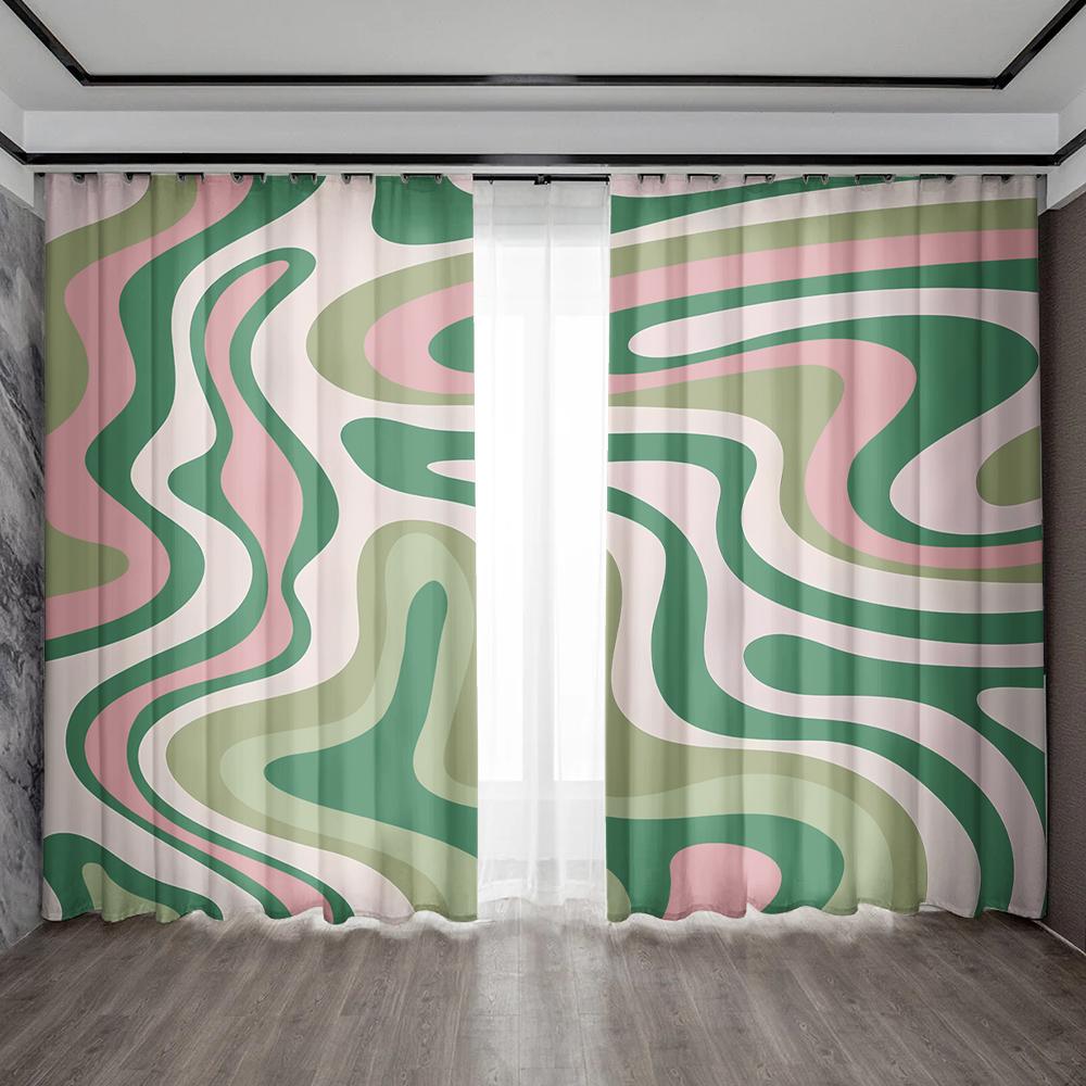 

2 шт. Шторы для украшения дома с горным древесным зерном и карманными шторами, кухня, кофейня, гостиная, балкон, сад 75x166cm&Without mount