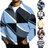 Men's Casual Quarter-Zip Stand Collar Sweatshirt with Print