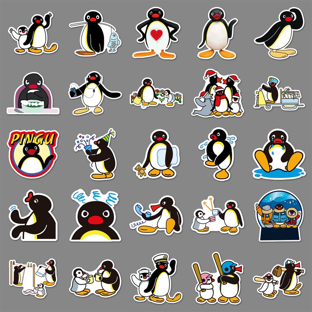 50 Pictures of Pingu Personality Cartoon Animation Cute Penguin Family Creative Ins Style Decorative Mobile Phone Case Stickers