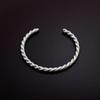 Bracelet Ouvert Torsadé en Acier Inoxydable Motif Vague - Forme en C Polyvalente en Acier Titane pour Femmes