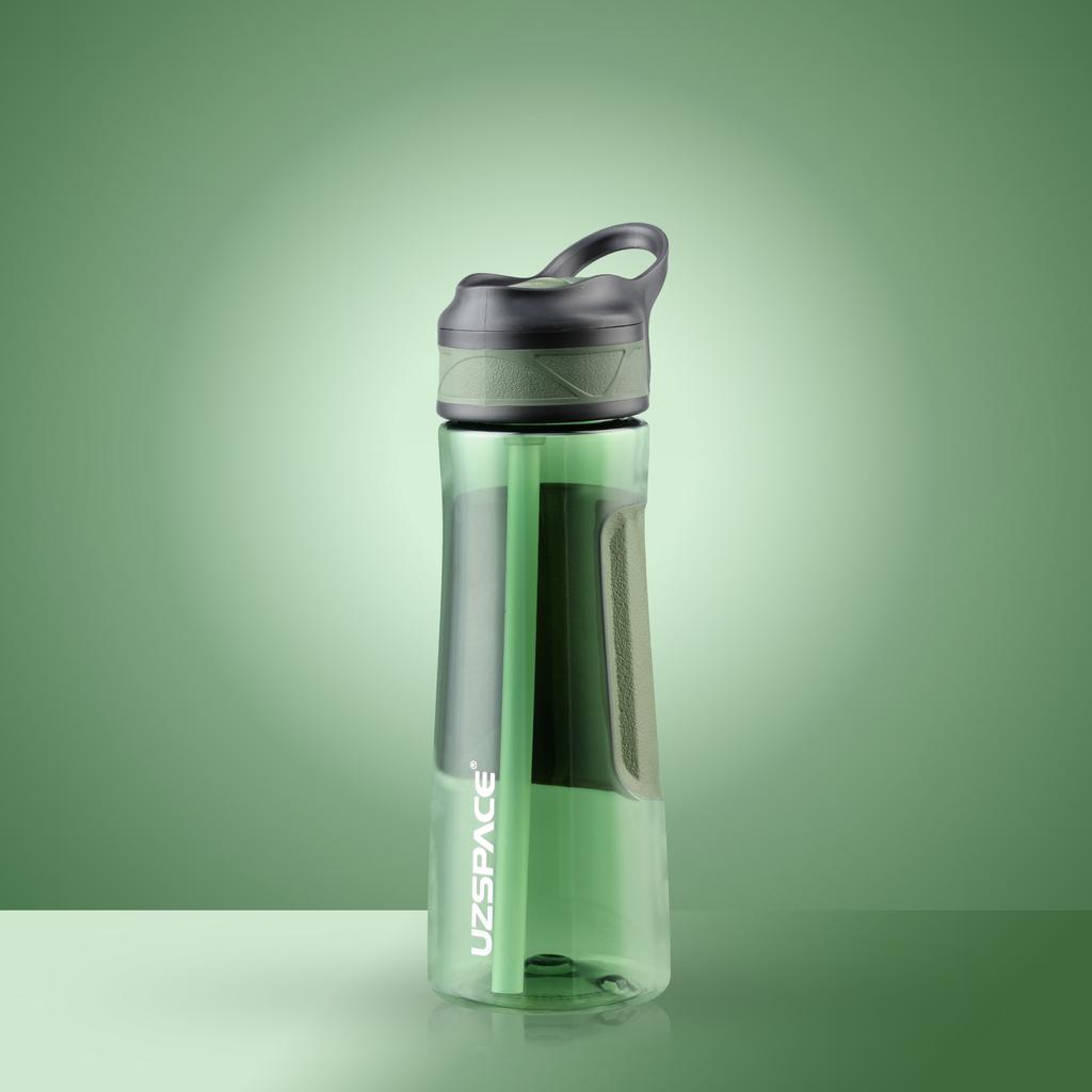 Neu UZSPACE 500/700 ml Sport Wasser Flasche Mit Stroh Tragbare Auslaufsicher Shaker Outdoor Reise Kunststoff Flasche Umweltfreundliche BPA