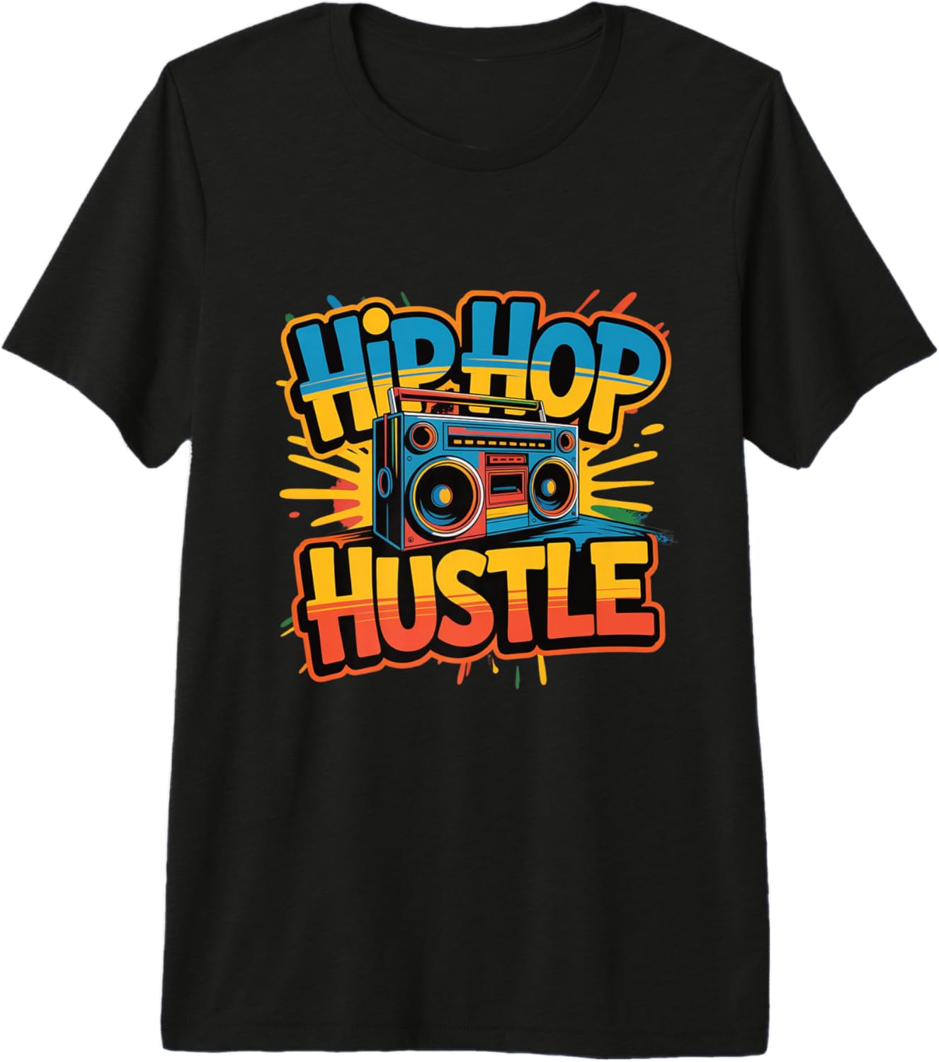 Hip Hop Hustle Boombox Streetwear Graffiti Style Premium T-Shirt S разноцветный