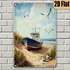 Vintage Nautical Metal Wall Art D Flat Boat Seagulls Ocean Scene X for Home Garage Decor