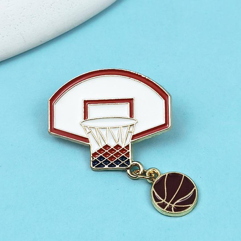 Personalized Alloy Basketball Hoop Brooch Badge for Backpacks