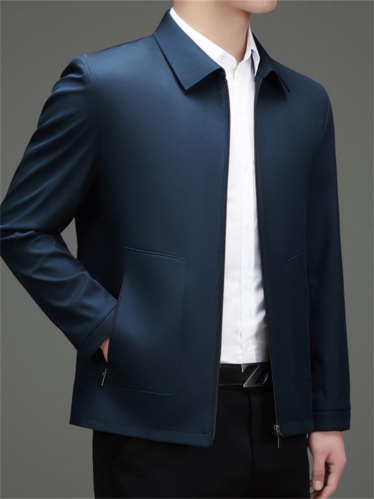 Spring 2026 Men's Lapel Casual Jacket - Middle-aged Dad Business Coat