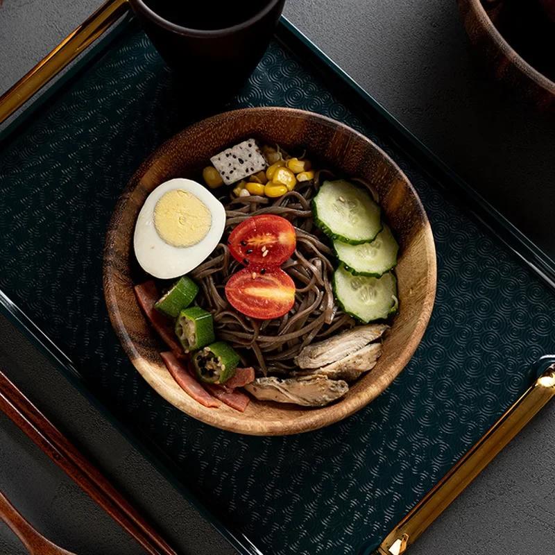Akazienholzschale Obstsalatschale Japanische Küche Holzschalen für Lebensmittel Reis Ramen Snack Große Servierschüsseln Holzgeschirr