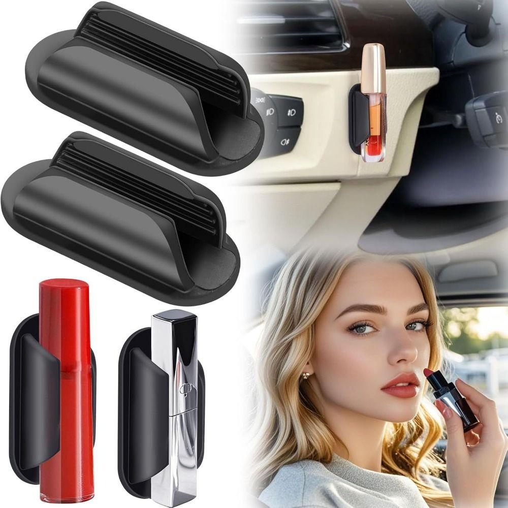 2Pcs No Melt Car Lip Balm Holder Anti-fall Vehicle Lipstick Storage Rack Girl
