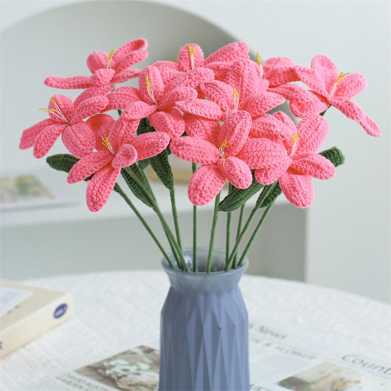 Handmade Woven Yarn Knitted Faux Flower Bouquet