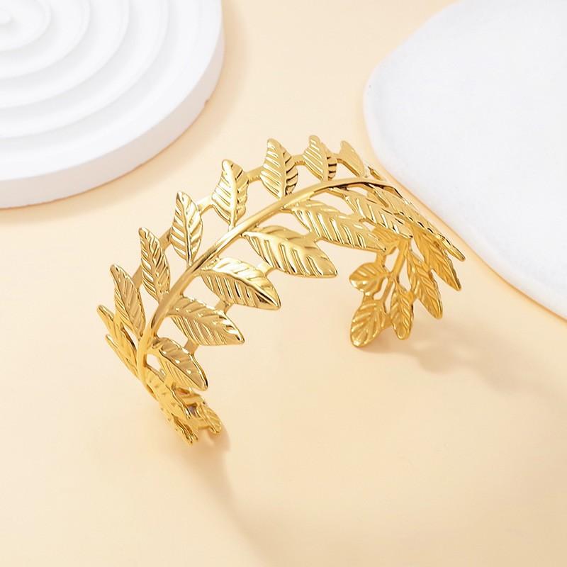 New niche versatile simple bracelet with branches and leaves, high-end opening simple trendy decoration