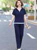 Stylish Summer Sportswear Set for Mothers 50+: Youthful Short-Sleeved Top for Middle-Aged and Older Women