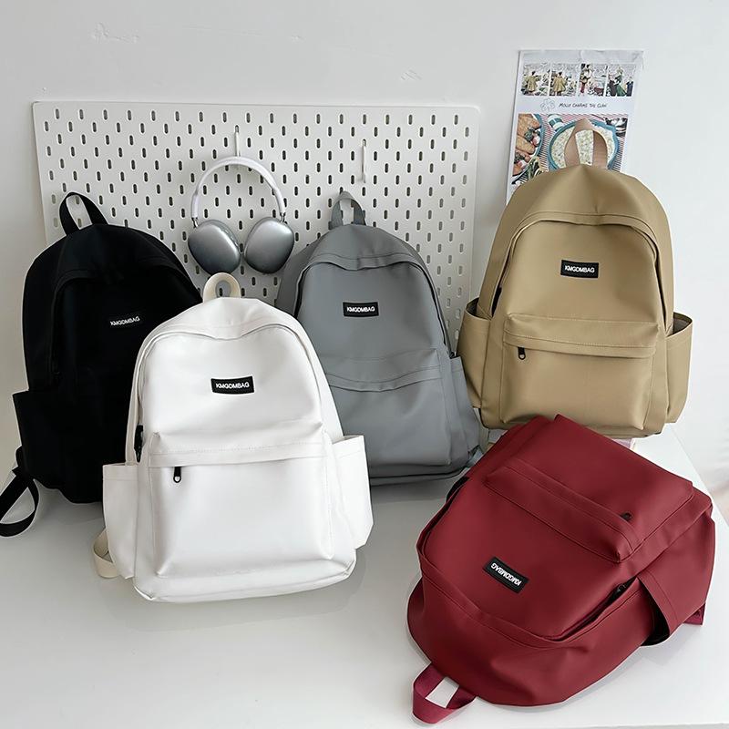 Schoolbag for Girls, Junior High School, Senior High School and College Students, Solid Color, Simple Style, Couple's Same Style Backpack for Girls