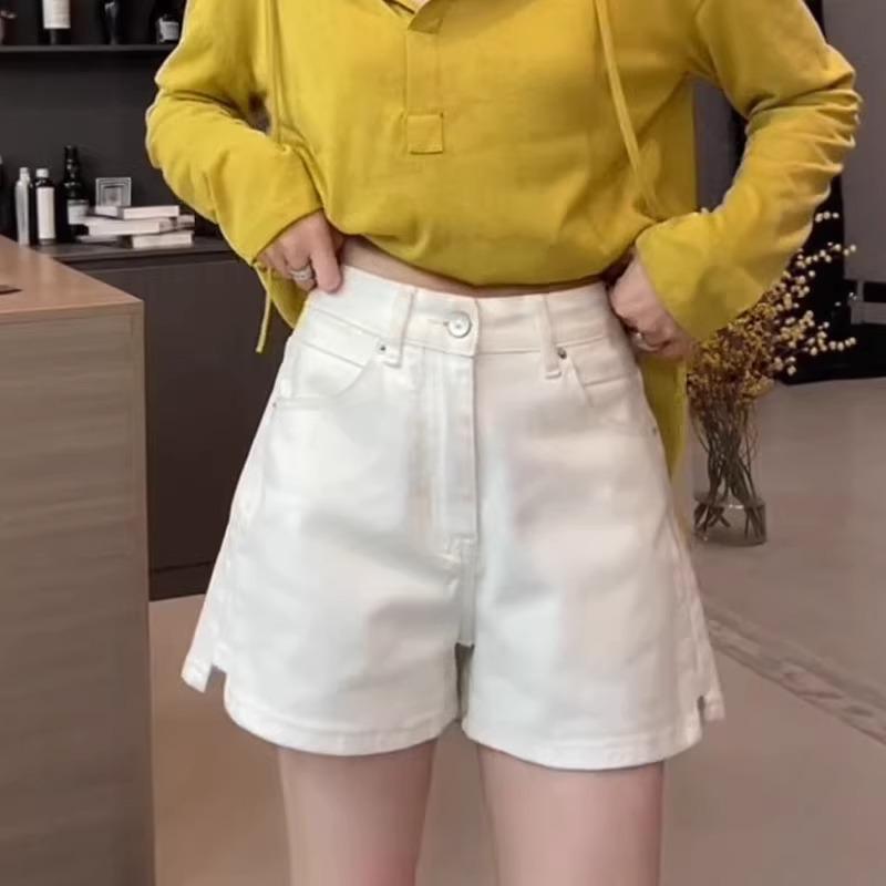 2026 Plus Size Women's High-Waisted Stretch Denim Split Shorts – Slimming Versatile A-line Wide-Leg Hot Pants