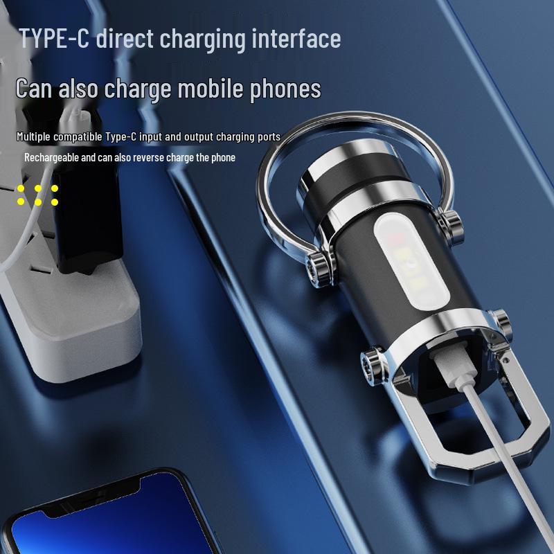 Compact Waist-Hanging Keychain Flashlight: Multifunctional, Rechargeable, Waterproof for Everyday and Outdoor Use