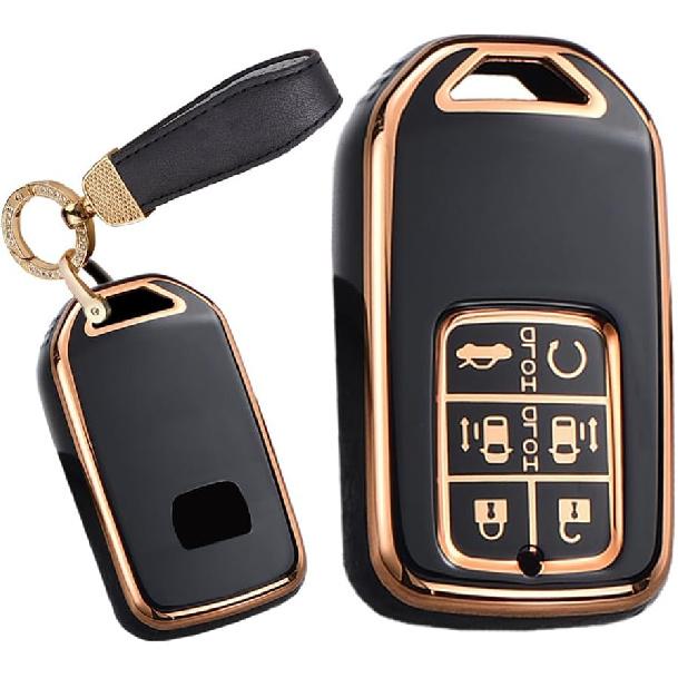 Key Case Fit for Honda Odyssey Freed Soft TPU Key Fob Keychain Key Shell Box Accessories Protector 6 Button Black