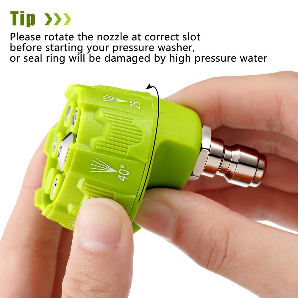 6 in 1 High Pressure Washer Spray Nozzle Adjustable 3600 PSI Pressure Washer Nozzle Quick Changeover for Garden Cleaning