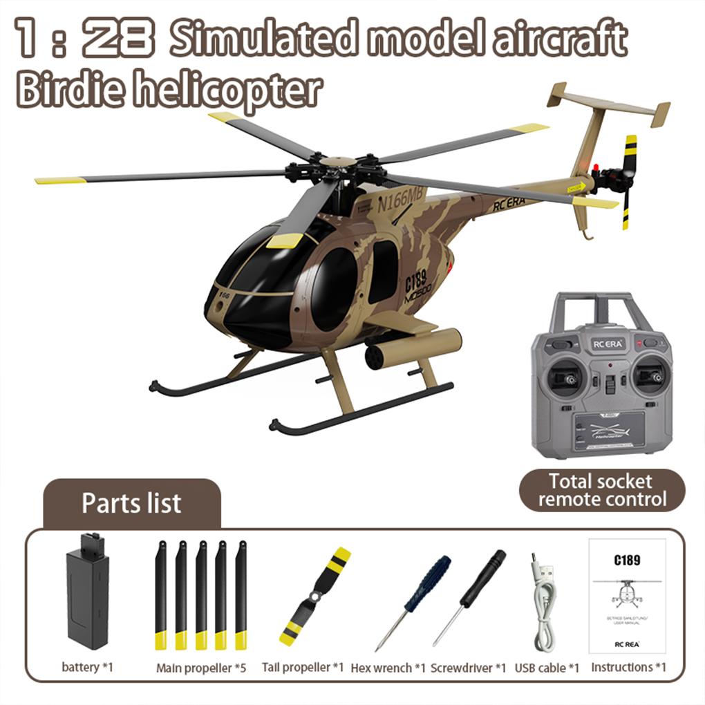 1:28 C189 RC Helicopter MD500 Brushless Motor Dual-motor Remote Control Model 6-Axis Gyro Simulation Aircraft