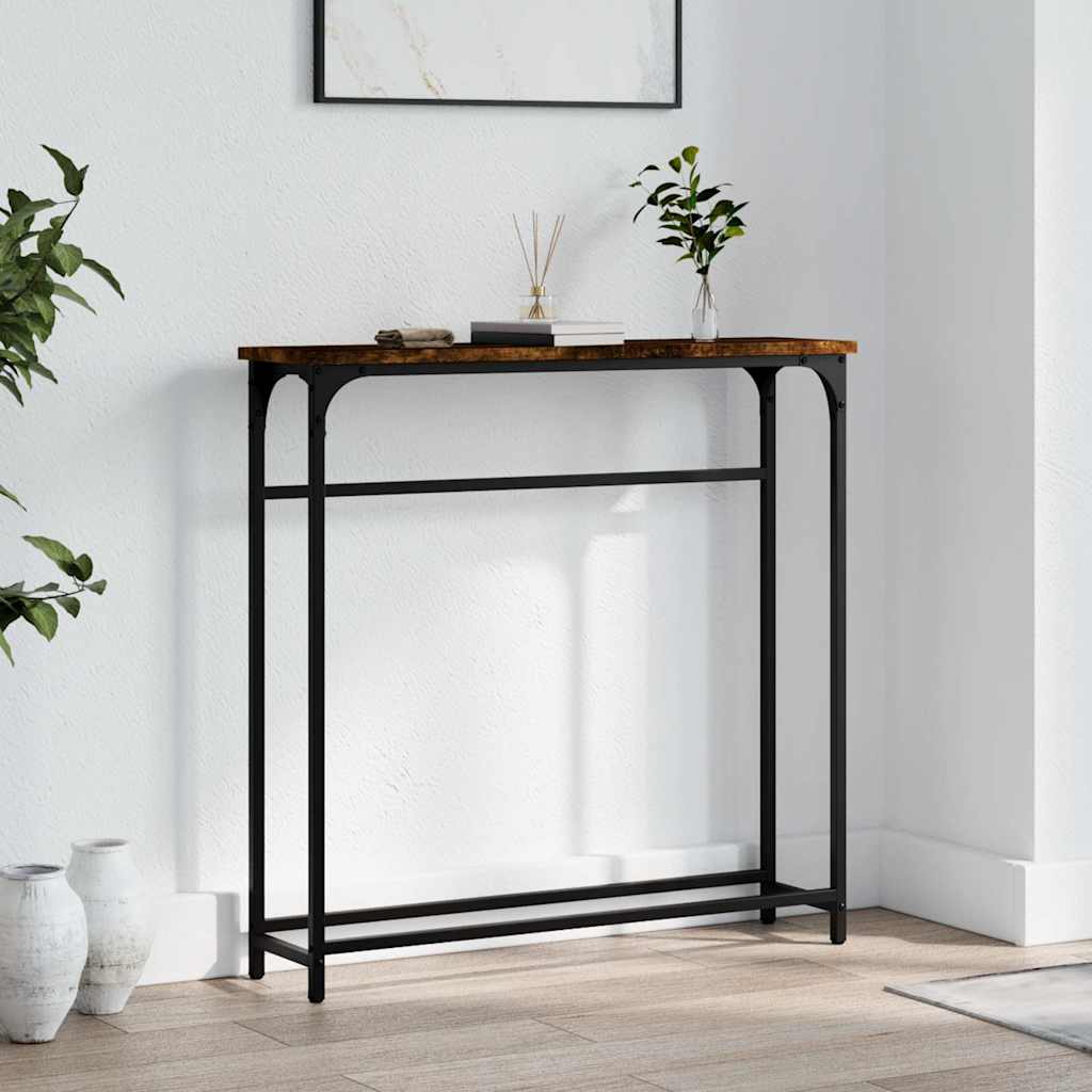 Console Table Smoked Oak 75 x 19.5 x 75 cm Wood Based Panel