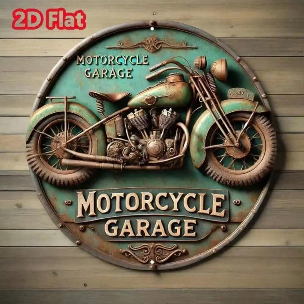 Vintage Motorcycle Metal Tin Sign 2D Round Wall Art Home Bar Decor Gift
