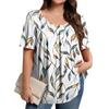 Plus Size Women's Casual Round Neck Pleated Short Sleeve Color Top