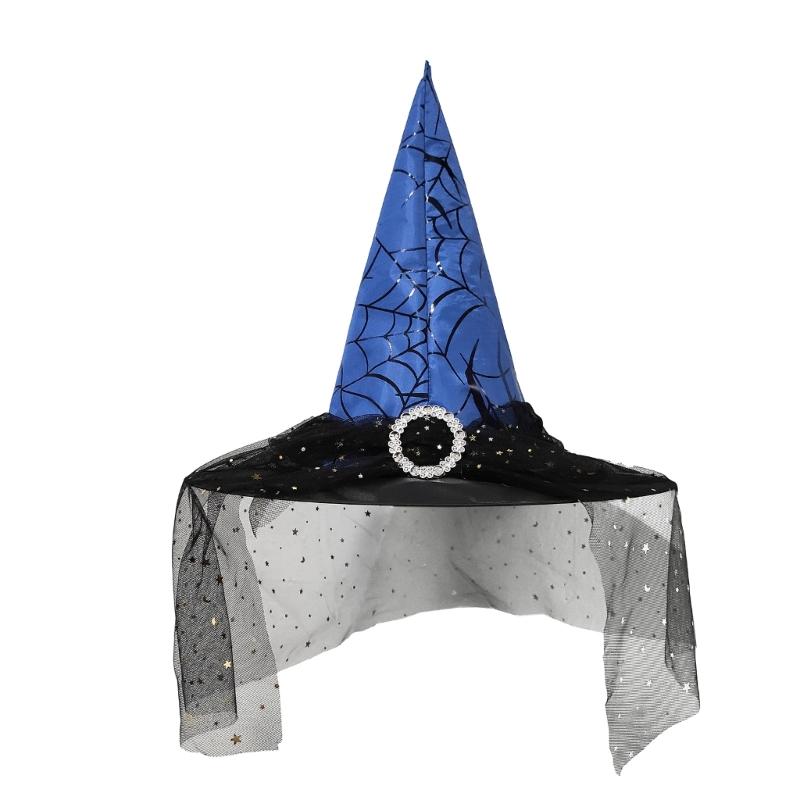 Cosplay Costume Witch Hat Mesh Wizard Hat for All Age Halloween Party Hat Role Play Witch Hat Cloche Hat Headwear