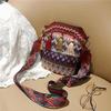 1 Pcs Fashion Bohemian Ethnic Style Women's Straw Woven Shoulder Messenger Bag Retro Casual Tassel Bucket Bag