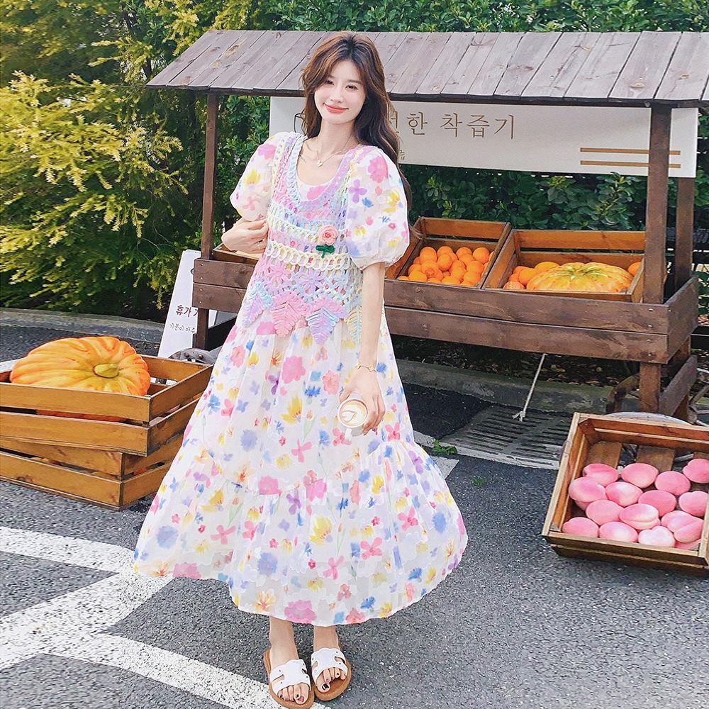 

Летнее платье мини с цветочным принтом, квадратным вырезом и рукавами-фонариками M [53-60 kg]