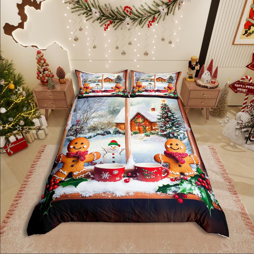 Homewish Christmas Nutcracker Duvet Cover Set,Xmas Tree for Teens Bedding Set,Happy New Year Decor