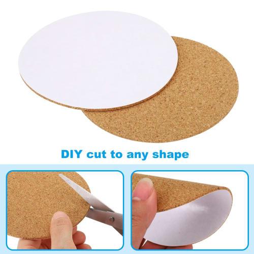 PATIKIL 100x2mm Self-Adhesive Cork Coasters, 25-Piece Set, Round Cork Cushions, Cork Backing Sheets, Reusable Cork Tiles, Cork Boards for Drinks, DIY