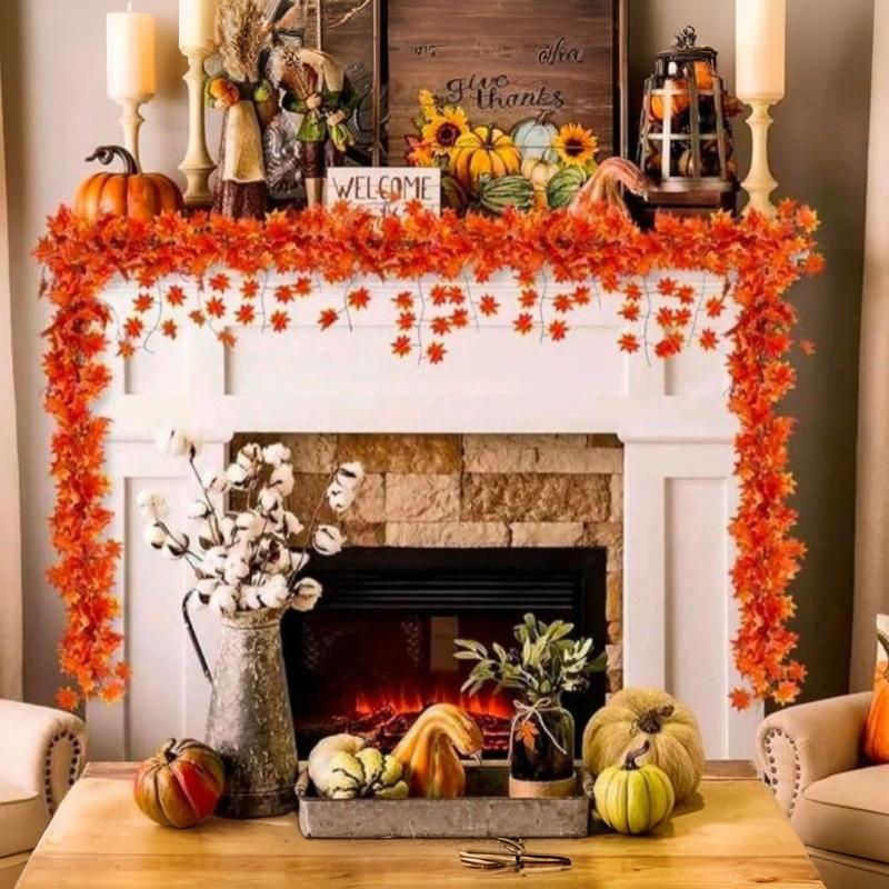 Artificial Fall Leaf Hanging Garland Realistic Fake Leaves Vine for Thanksgiving Dining Table Window Decor