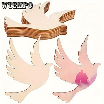 Pacote com 20 recortes de pombas de madeira inacabadas, formas de pássaros de 13,0 x 11,0 cm de espessura para artesanato DIY, pintura, decoração de casamento e aniversário