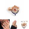 Elegant Rose Gold Three Piece Wedding Ring Set With Geometric Design For Women