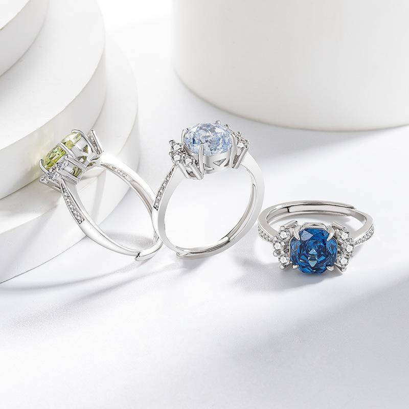 Light Sweet 925 Silver Rose Cut High Carbon Diamond Candy Design Sense Women's Ring Jewelry