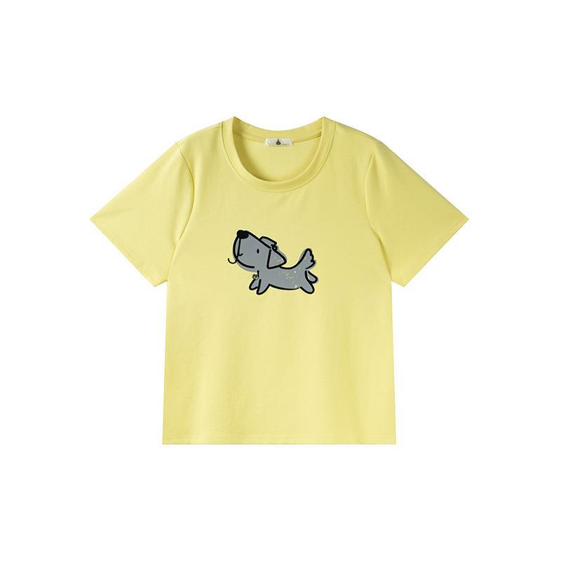 

Plus Size Women’s Cartoon Print Round Neck Short Sleeve T-shirt - Spring 2026 Collection XL жовтий