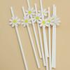 10Pcs Sweet Daisy Flower Disposable Paper Straws Bar Drinking Straws Birthday Baby Shower Wedding Party Supply Decorations