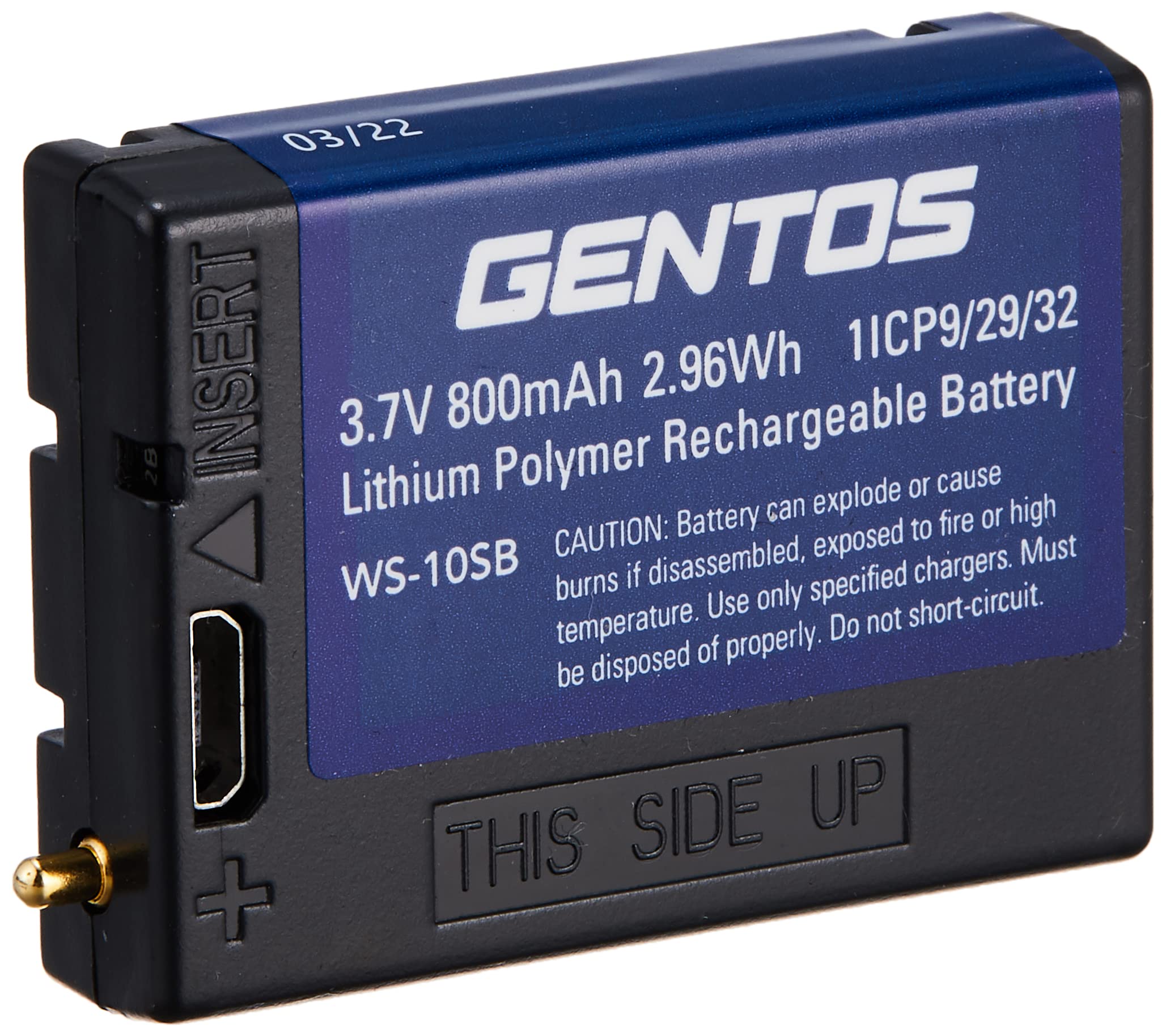 

GENTOS Black Rechargeable Battery for Double Star LED Headlights WS-10SB (WS-343HD/WS-243HD/WS-100H) чорний