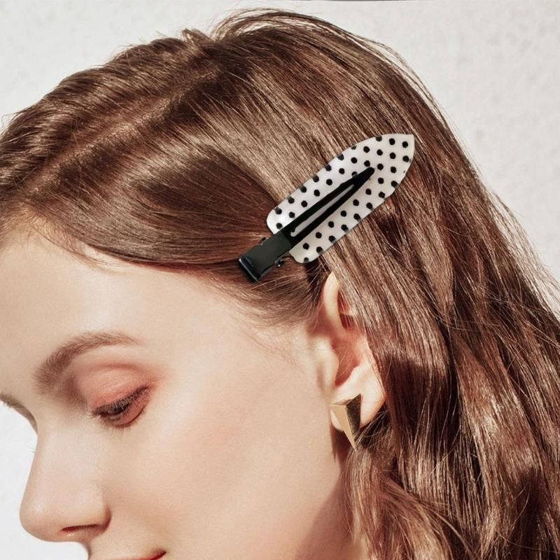 Fermaglio per Capelli Rotondo a Pois Classico Bianco/Nero per Donne Ragazze Fermaglio alla Moda Antiscivolo Decorazione per Capelli in Acrilico