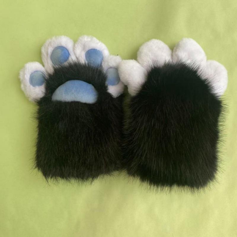 Kig animal scratch squeaky nail free furry animal paw gloves cos cat paw cute plush prop accessories