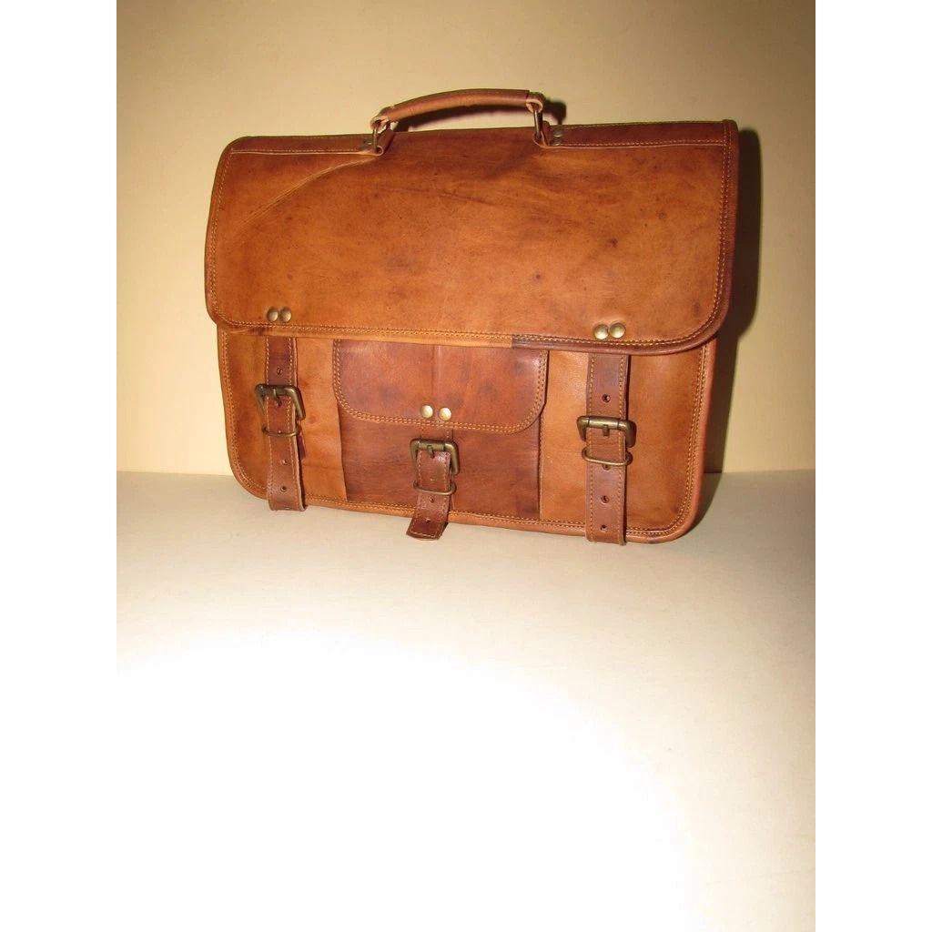 Men's Genuine Vintage Soft Leather Messenger Bags Shoulder Laptop Bag Briefcases