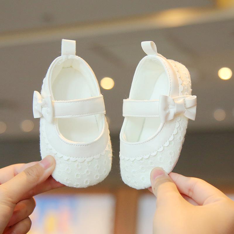 

Изысканные туфельки принцессы для маленькой девочки - Мягкая подошва, Украшены бантом, Вышитая ткань, Нескользящие туфли для малышей на весну и осень 13cm (10-15 months)