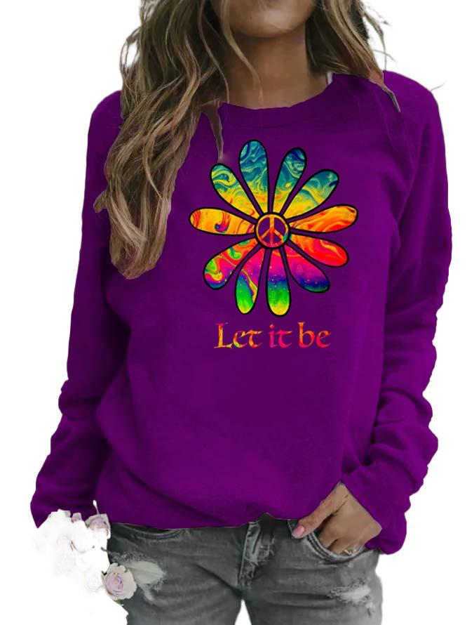 Sunflower Print Women's Round Neck Hoodie