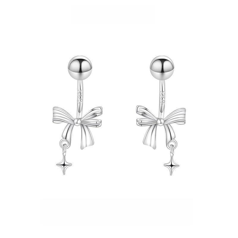 2025 New Hot-Selling Sterling Silver Bow Earrings with Screw Back for Women