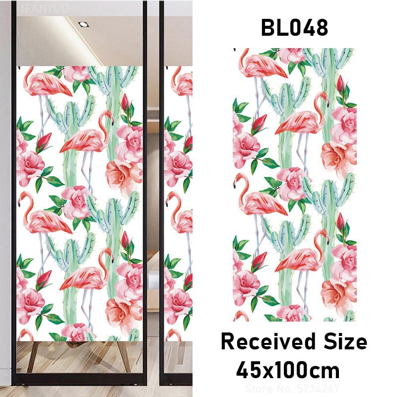 Matte Tropical Plants Flower Animal Window Glass Electrostatic Stickers Decorative Privacy Protection Film Glue Free Removable