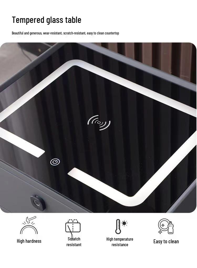 Modern Luxury Smart Bedside Table with Wireless Charging & Multifunctional Storage