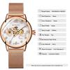 ORKINA Women's Automatic Mechanical Watch Fashion Diamond Love Hollow Design Mesh Stainless Steel Strap Wristwatch MG090