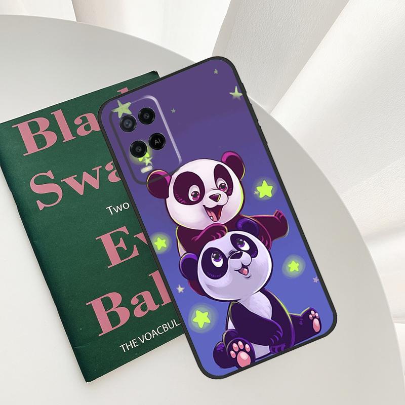 Cute Panda Case For Oppo A15 A16 A17 A52 A72 A76 A96 A54 A74 A94 A54S A57S A58 A78 A98 A57 A77 Cover