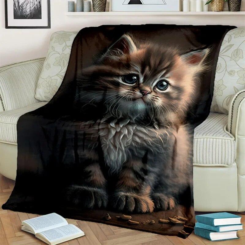 Roztomilá kočka kaliko, kočka Garfield, perská kočka, kreslená deka Ragdoll, měkká deka pro domácí ložnici přikrývka na pohovku pro děti