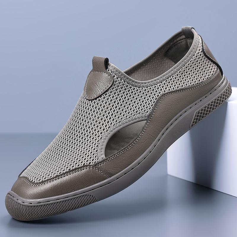 Fashion Mens Slip On Walking Shoes Mens Hollow Out Loafers Luxury Brand Men Casual Flats Male Comfortable Beach Sandals Driving Shoes
